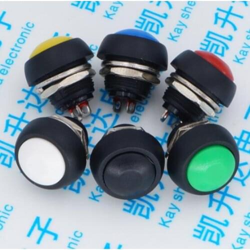 Free shipping 100PCS 6 Colours mini non locking push button switch PBS-33B waterproof switch 12mm reset button switch