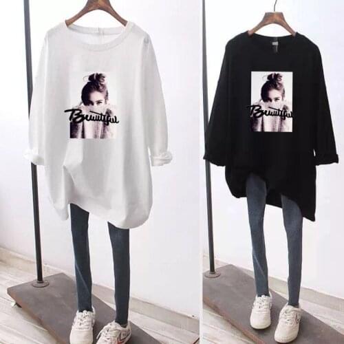 Large womens autumn fat sister long sleeve T-shirt womens Korean version loose thin medium long bottoming top wholesale