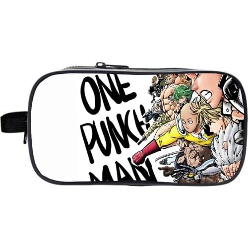 One Punch Man Pencil Case Japan Anime Design Double-layer Pen Bag Cosmetic Box Boys Girls Pencil Pouch Stationery Storage Bags