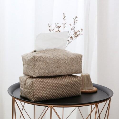 Jute Tissue Case Napkin Holder for Living Room Table Tissue Boxes Container Toilet Pumping box Home Car Papers Dispenser Holder