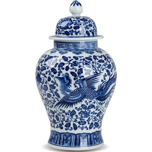 Jingdezhen Ceramics temple jar New Chinese Style Hand Painted Blue And White Porcelain Ginger jar Vase
