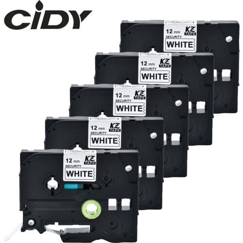 Cidy 5pcs Security Label Tapes compatible TZe-SE3 tze SE3 TZ-SE3 TZ SE3 Black on White for Brother Ptouch printer factory supply