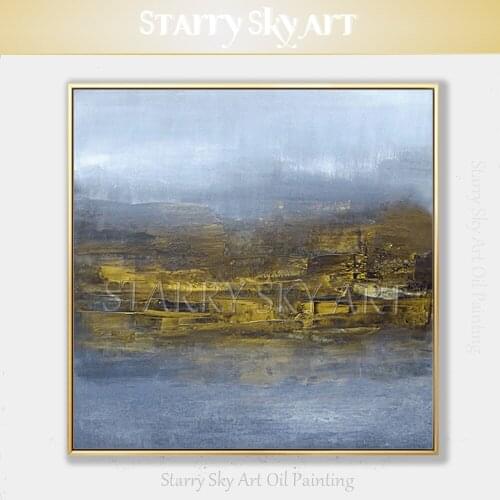 Artist Hand-painted High Quality Abstract Oil Painting on Canvas Beautiful Light Blue Abstract Oil Painting for Living Room