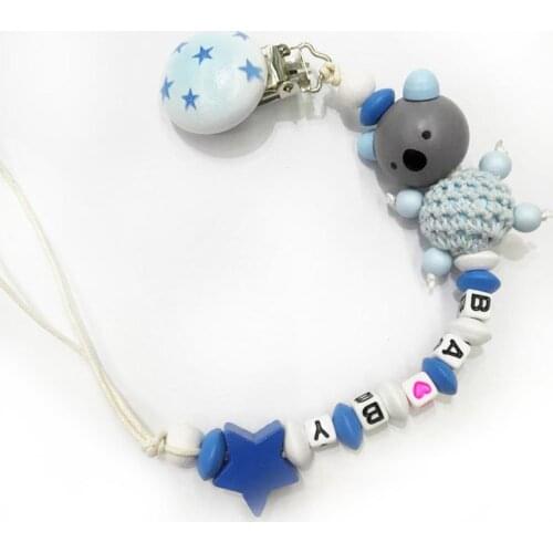 Koala Baby Pacifier Chain Clip Letter Anti-fall Newborn Dummy Pacifier Clip Holder Infant Nipple Feeding