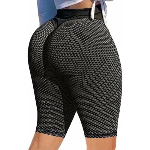 KIWI RATA Womens Butt Lifting High Waist Sexy Yoga Shorts Ruched Textured Hot Pants Exercise Leisure Sports Workout Leggings