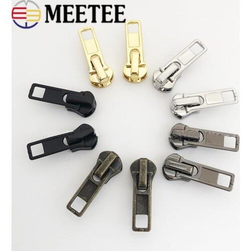 Meetee 10pcs 5# Zipper Sliders for Resin Zips Jacket Repair Zipper Puller Head DIY Garment Sewing Bags Zips Pull Lock Accessory
