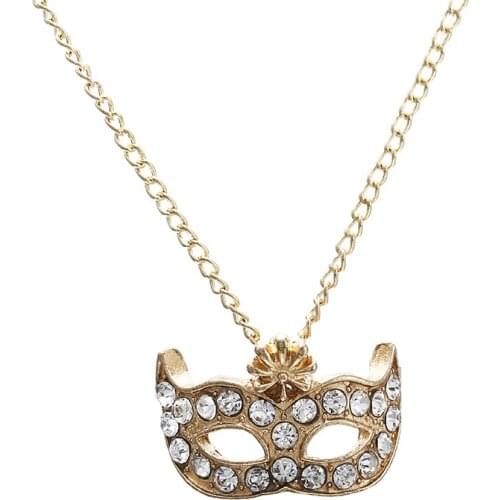 Fashion New Mask Hollow Crystal Clavicle Chain Japanese And Korean Creative Necklace Pendant Jewelry Sweater Chain Necklace Gift