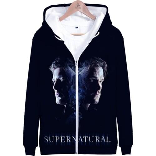 TV Supernatural SPN 3D Printed Hoodies Boys Girls Fashion Harajuku Zipper Hoodie Sweatshirt Streetwear Jacket Coat Brand Clothes
