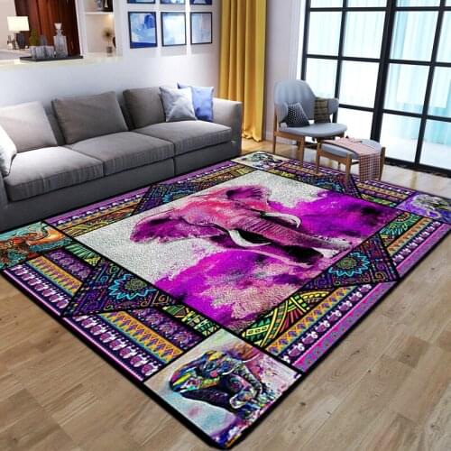 Cartoon Elephant 3D Printing Carpets For Living Room Bedroom Area Rugs Soft Flannel Kids Room Game Rug Antiskid Child Crawl Mat