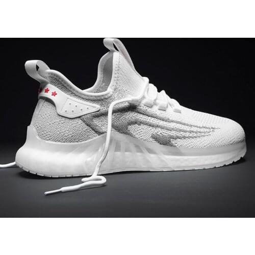 Mens Outdoor Leisure Sports Shoes Comfortable Breathable Lace-up Mesh Mens Shoes High Elasticity Soft Sole Running Shoes