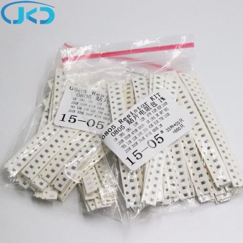 33values*20pcs=660pcs 0805 Resistor Kit Assorted 1R to 1M ohm 1% SMD Sample Kit DIY 3.3R 5.1R 10R 47R 62R 82R 1K 10K