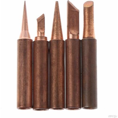 5 Pcs Pure Copper 900M-T Soldering Iron Tip Lead-free For Hakko Soldering Rework Station Soldering Tips