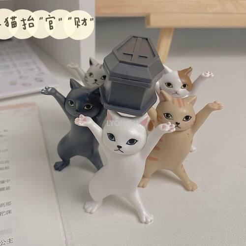 Penholder student stationery cat pen holder Mini cute cat ornament cute desk accessories desk accessories Gags Practical Jokes