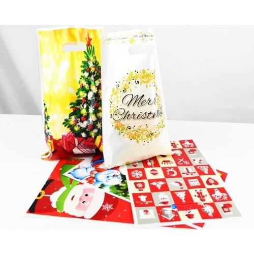 Merry Christmas Gift Bags Santa Claus Tree Pattern Plastic Candy Bag Portable Loot Bag Christmas Packaging Supplies Decor 2020