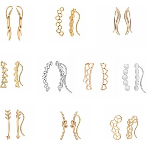 Todorova Boho Leaf Earrings Ear Crawlers Wedding Jewelry Trendy Triangle Heart Climber Stud Earring Women Bijoux Christmas Gif