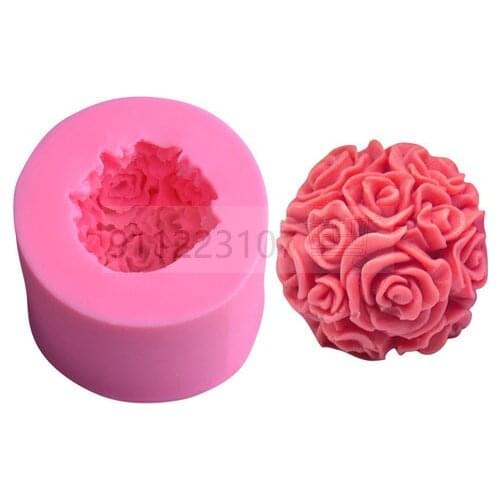 Handmade Candles DIY Silicone Mold 3D Wax Form Making Rose Aromatherapy Gypsum Ball Mould Candles Supplies