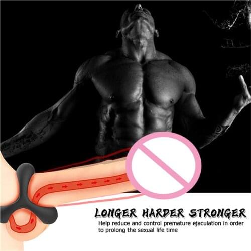 Silicone Cock Ring3 in 1 Ultra Soft Stretchy Penis Rings for Longer Harder Stronger Erection Pleasure Enhancing Penis Ring