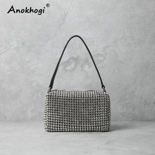 Genuine Leather Rhinestone Women Bags Hand-made Flash Diamond Quality Handbag Fashion Party Bag ML64