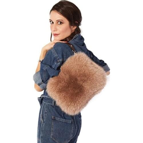 Luxury Fur Bag Women Real Fox Fur Handbag Ladies Fashion Shoulder Bag Custom Any Color Free Shipping