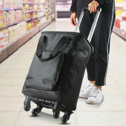 Telescopic Folding Detachable Grocery Shopping Trolley Bag Aluminum Alloy Universal Wheel Shopping Cart Travel Bag Shopping Bag