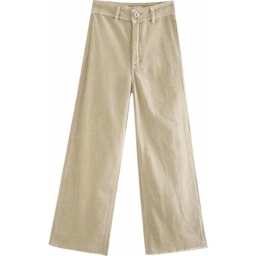 2021 New Women Chic Fashion High Waist Straight Jeans Pants Vintage Zipper Fly Pockets Female Ankle Trousers Pantalones