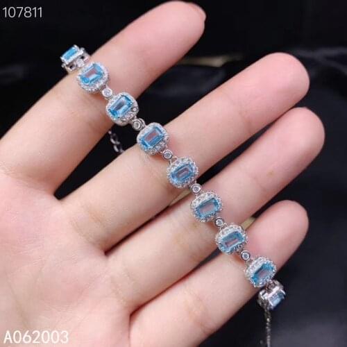 KJJEAXCMY Fine Jewelry 925 Sterling Silver inlaid blue topaz women hand bracelet popular support detection