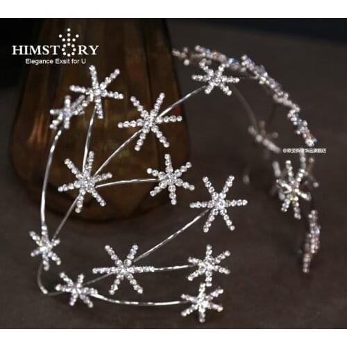 Himstory Snowflake Girl Hairband Star Headband Hair Women Bridal Wedding Tiara Hair Accessories Crown Fashion Head Jewelries