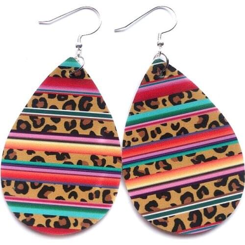 Gold Leopard Teardrop Imitation Leather Statement Earrings for Women Brand Jewelry Water Drop Dangle Earrings Wholesale