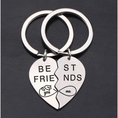 1 Pair Fashion Stainless Steel Custom Heart-shaped Keychain Personalized Best Friend Gift Charm Creative Easy To Carry Gifts