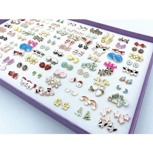 100 pairs/LOT Mixed Style Lovely Alloy Bowknots/Butterfly/Cross/Flower Earrings Girl Women Childrens Gift ME115