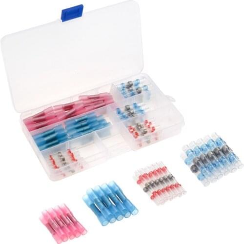 100Pcs Electrical Wire Connectors Waterproof Heat Shrink Butt Splice Cable Crimp Terminals +Soldering Terminals Connectors kit