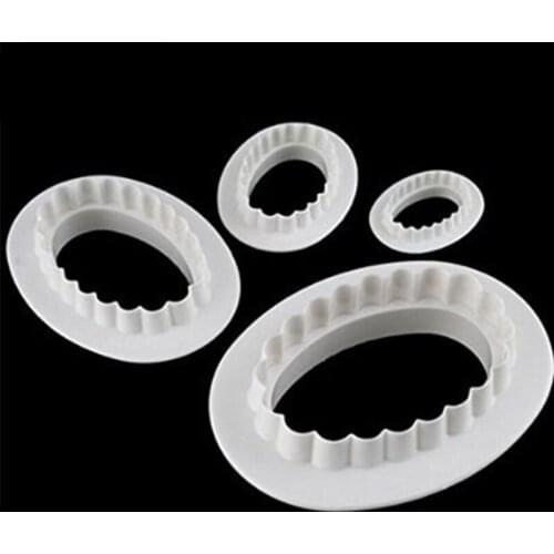 4pcs/set Cake Sugar Ellipsoid Oval Cutter Plunger Paste Fondant Sugarcraft Decorating Tools