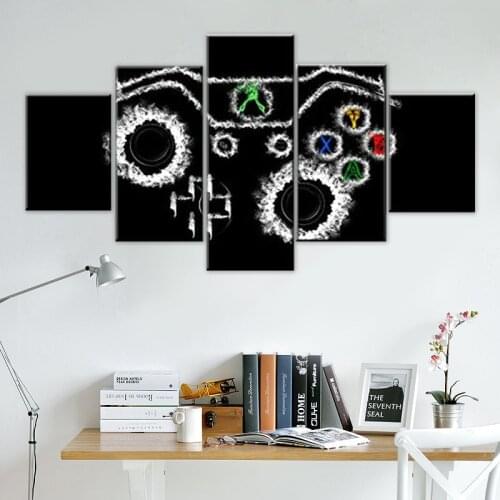 No Framed Canvas 5Pcs PlayStation Logo Console Gaming Arena Wall Art Posters Pictures Paintings Home Decor for Room Decorations