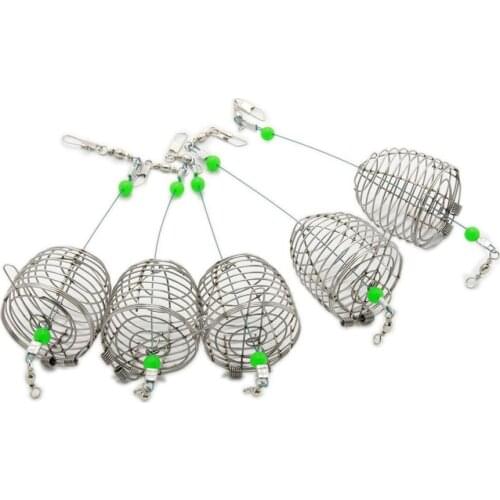 5Pcs Stainless Steel Wire Fishing Lure Conical Cage Fish Bait Lure Fishing Accessory Bait for Fishing Trap Basket Feeder Holder