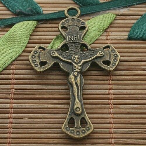 8pcs antiqued bronze tone cross crucifix charms h3292