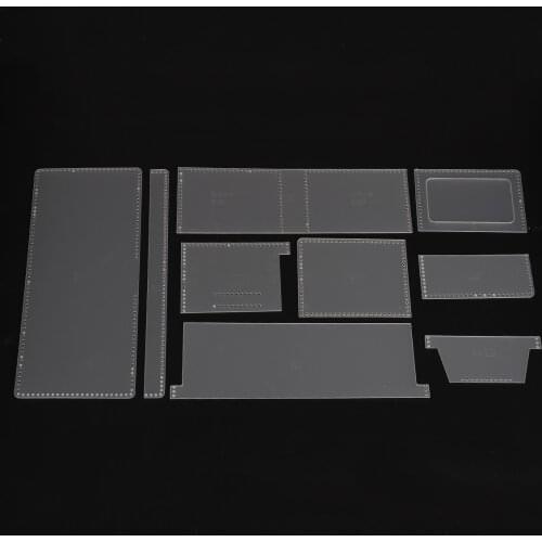 9pcs/set New DIY Men Leather Craft Wallet Purse PVC Template Stencil w/ Card Holder Templates Pattern Card Bag Making