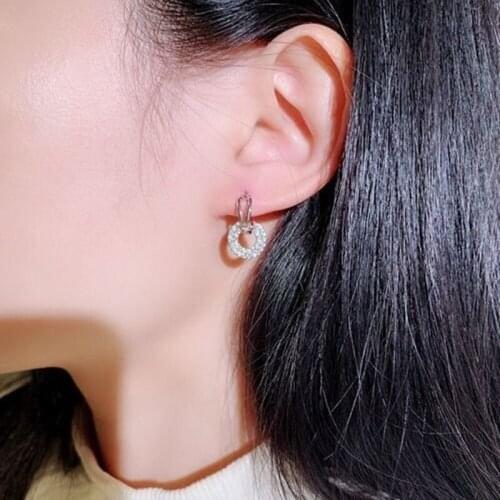 Diamond S925 Sterling Silver Earring for Women Bohemia Wedding Rose Gold Fine Jewelry Round Diamond Luxury brincos Women Earring