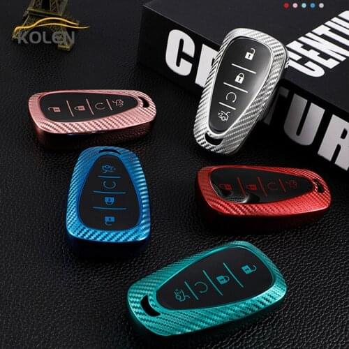 Carbon Fiber TPU Car Smart Key Case Cover For Chevrolet Malibu Equinox Cruze Camaro Volt Bolt Trax Spark Sonic Holder Shell Fob