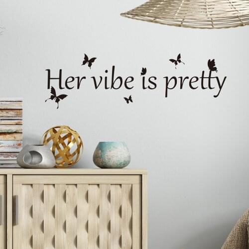 Her Vibe Is Pretty Mirror Wall Sticker Living Office Trendy Female Beauty Positive Womens Inspirational Quote Wall Decal Murals