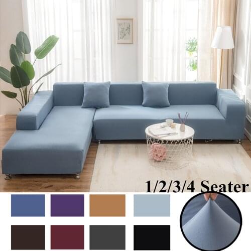 Elastic Solid Color Sofa Couch Cover For Living Room 1/2/3/4 Seater,Buy 1Pcs Come With 1Pcs Pillowcover,Support UK/DE Warehouse