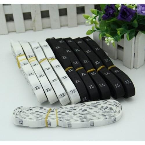 Woven cloth/GARMENT size lable,Wholesale woven SIZE LABEL for clothing white black size label,500 piec XS or S or M or L