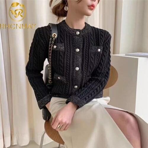 Elegant Women O-neck Knitted Cardigans Single-breasted Slim Twisted Sweater Female 2020 Autumn O-neck Outwear Tops