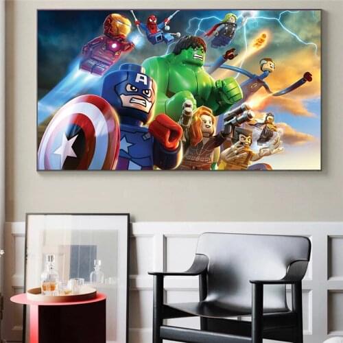 Cartoons The Avengers Marvel Heroes Thor Captain America Canvas Painting Posters Wall Art Print Picture for Living Room Decor
