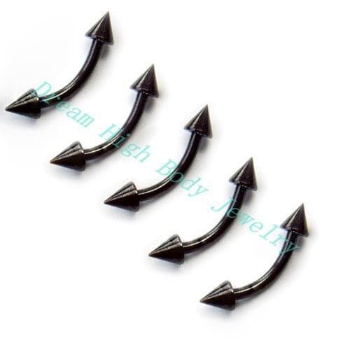 Black Eyebrow Ring Piercing Curve Vacuum plating Titanium Cone Fashion Body Jewelry Free Shipping 30pcs/lot Promotional Gift