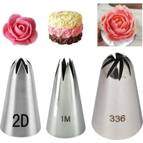 3 Pcs/Set Icing Piping Pastry Nozzle Tips Coupler Cream Cake Decorating Stainless Steel Nozzles DIY Cupcake Baking Tools