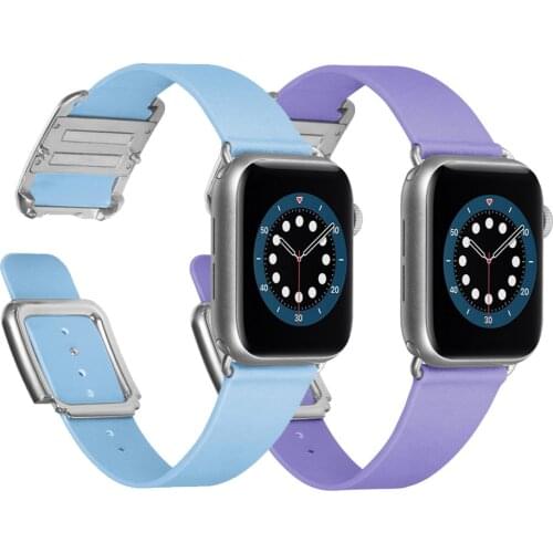 Leather strap for Apple watch 6 5 4 SE 40mm 44mm Modern style magnetic replacement strap for iwatch series 3 38mm 42mm wristband