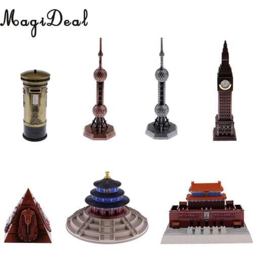 Metal 3D World Famous Building Architectural Model Home Decor Egyptian Pyramid/ London Big Ben/ Beijing Tian An Men