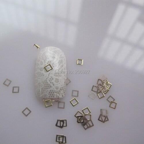MS168-2 100pcs Gold Cute Square Metal Sticker Nail Art Metal Sticker Nail Art Decoration Non-adhesive Sticker