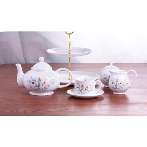 Cartoon Rabbit Teapot Tea Pot Lovely Gift Ceramic Drinkware Mugs Coffee Cups Milk Jug Candy Jar plates Tea Cup & Saucer Sets