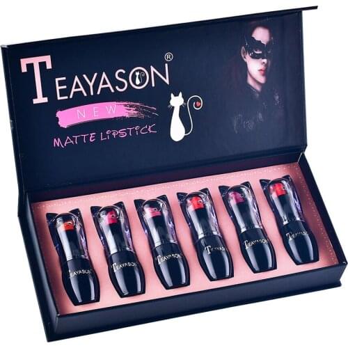 Cat-Shape Matte Lipstick Set Waterproof Long Lasting Hydrating Balm 6 Colors